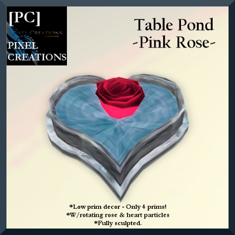 PIXEL CREATIONS - TABLE POND PINK ROSE