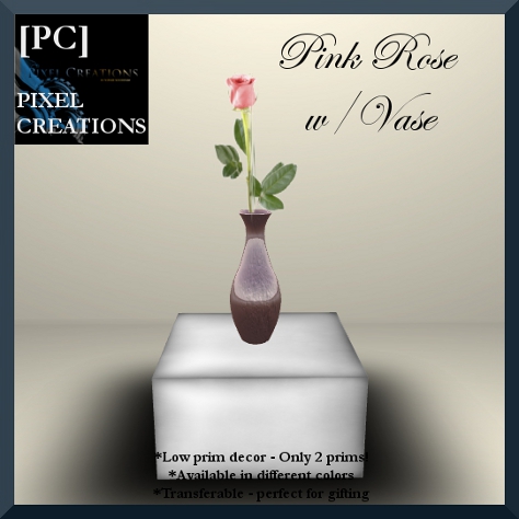 PIXEL CREATIONS - PINK ROSE WITH VASE Blog