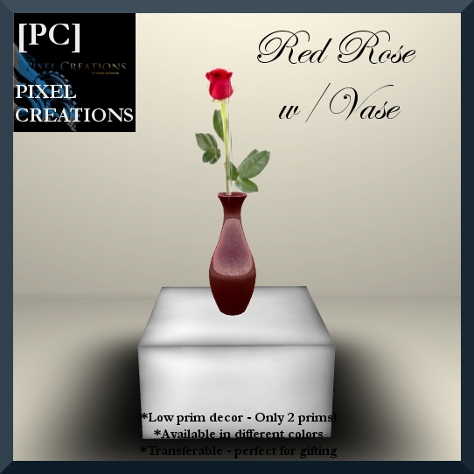 PIXEL CREATIONS - RED ROSE WITH VASE Blog