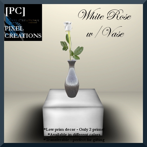 PIXEL CREATIONS - WHITE ROSE WITH VASE Blog