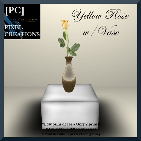 PIXEL CREATIONS - YELLOW ROSE WITH VASE Blog