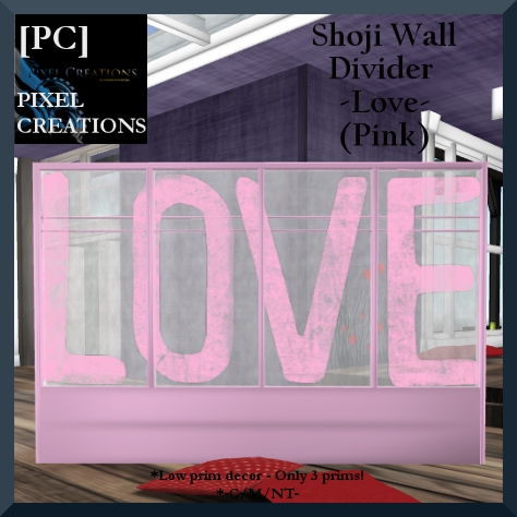 PIXEL CREATIONS - SHOJI WALL DIVIDER - LOVE (Pink) Blog