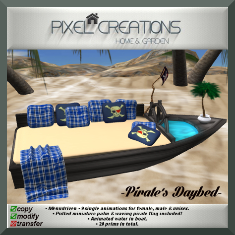 PC PIXEL CREATIONS - PIRATES DAYBED