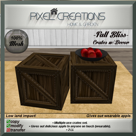 PC PIXEL CREATIONS - FALL BLISS CRATES W DECOR