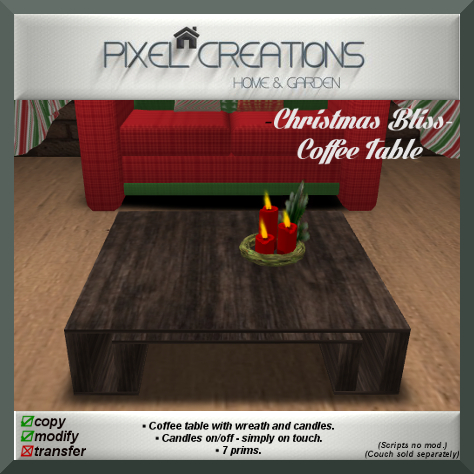 PC PIXEL CREATIONS - CHRISTMAS BLISS COFFEE TABLE