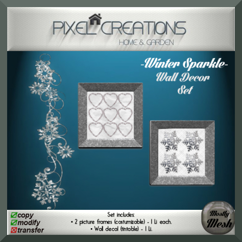 PC PIXEL CREATIONS - WINTER SPARKLE WALL DECOR SET
